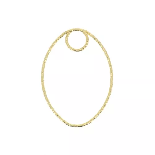 Colgante ovalado diamantado 29x21.5 mm de Plata 925 Dorado oro fino x1