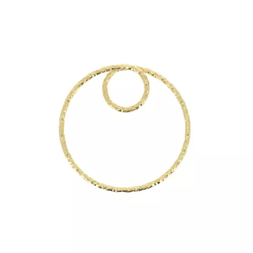 Colgante círculo diamantado 20 mm de plata 925 Dorado con oro fino x1