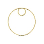 Colgante círculo diamantado 25 mm de plata 925 Dorado con oro fino x1 