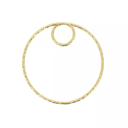 Colgante círculo diamantado 25 mm de plata 925 Dorado con oro fino x1