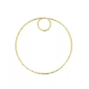 Colgante círculo diamantado 30 mm de plata 925 Dorado con oro fino x1