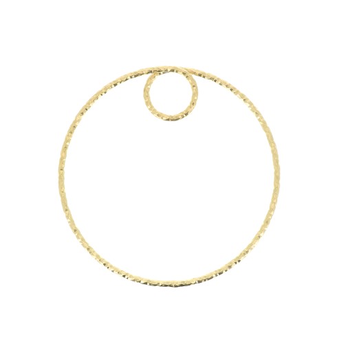 Colgante círculo diamantado 30 mm de plata 925 Dorado con oro fino x1