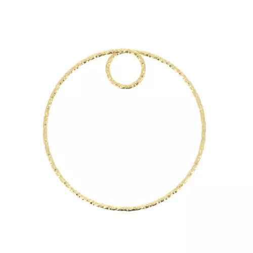 Colgante círculo diamantado 30 mm de plata 925 Dorado con oro fino x1