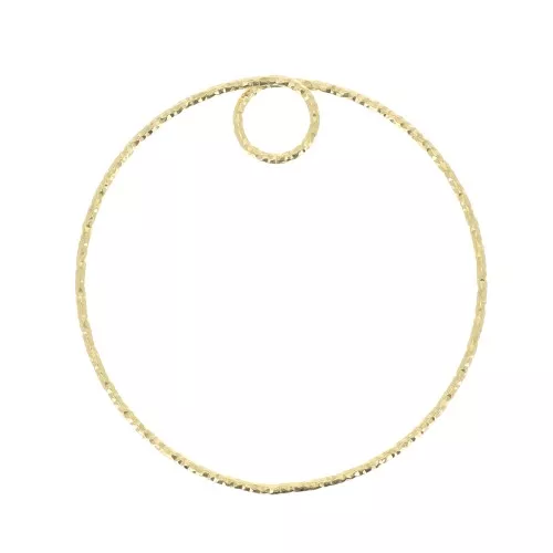 Colgante circulo diamantado 35 mm de Plata 925 Dorado oro fino x1