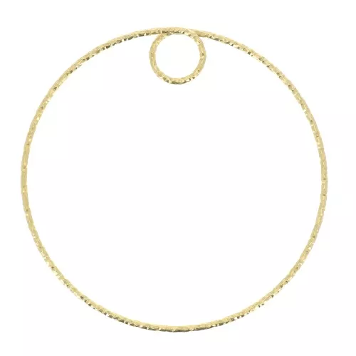 Colgante circulo diamantado 40 mm de Plata 925 Dorado oro fino x1