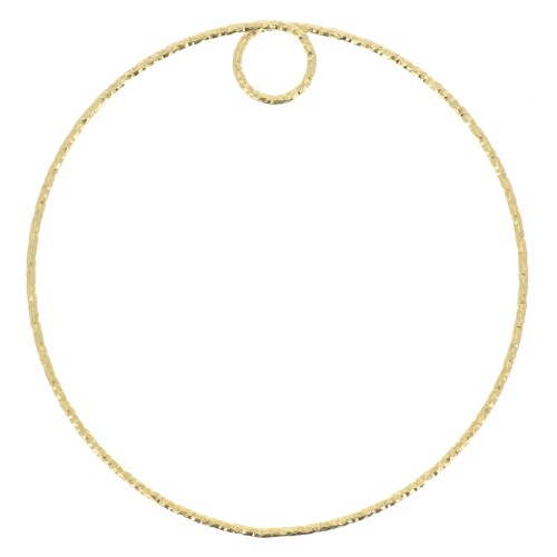 Colgante circulo diamantado 45 mm de Plata 925 Dorado oro fino x1