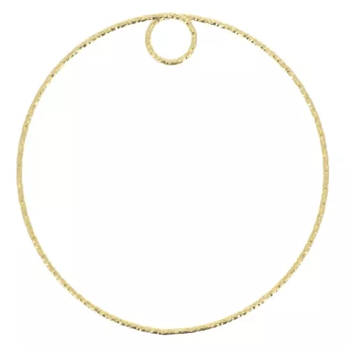 Colgante circulo diamantado 45 mm de Plata 925 Dorado oro fino x1