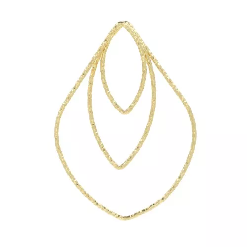 Colgante gota de fantasía diamantado 37x27 mm de Plata 925 Dorado oro fino x1