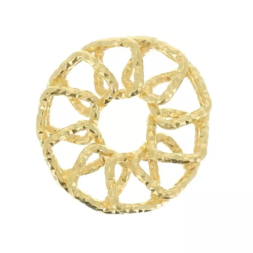 Entrepieza - colgante sol diamantado 15 mm de Plata 925 Dorado oro fino x1