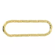 Entrepieza rectangular redondo diamantado16x5 mm de Plata 925 Dorado con oro fino x1