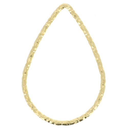 Anilla de montaje & tejido gota diamantado 21x14mm Argent 925 Dorado con oro fino x1