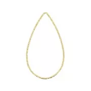 Anilla de montaje & tejido gota diamantado 34x20mm Plata 925 Dorado con oro fino x1