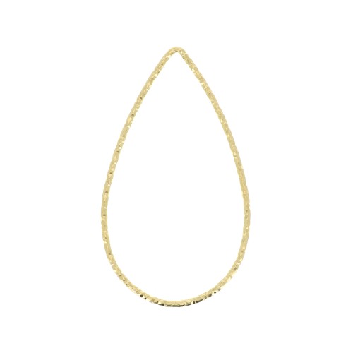 Anilla de montaje & tejido gota diamantado 34x20mm Plata 925 Dorado con oro fino x1