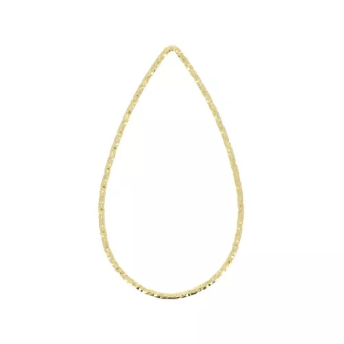 Anilla de montaje & tejido gota diamantado 34x20mm Plata 925 Dorado con oro fino x1