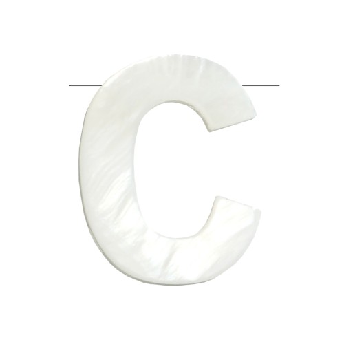 Cuenta letra alfabeto de nácar 10x8 mm - C - Natural x1