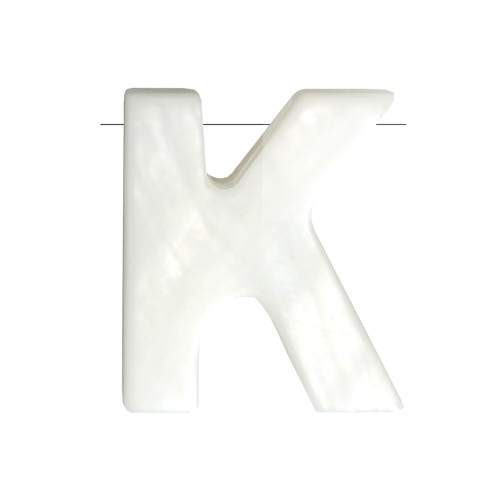 Cuenta letra alfabeto de nácar 10x8.5 mm - K - Natural x1