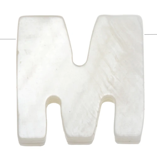 Cuenta de letras alfabéticas de nácar 10x9,5 mm - M x1