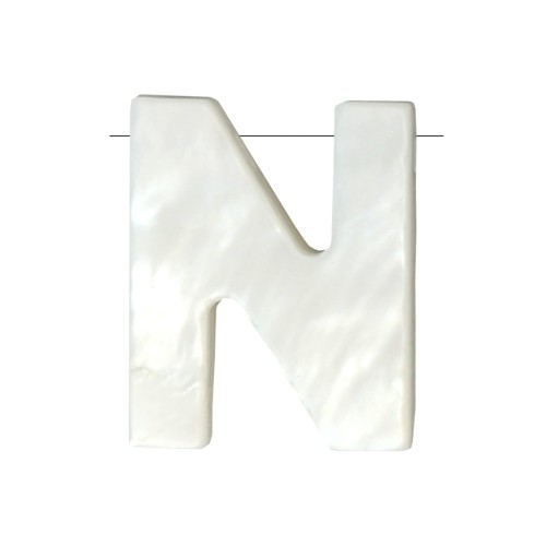 Cuenta letra alfabeto de nácar 9.5x8 mm - N - Natural x1