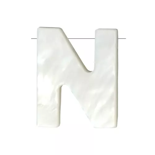 Cuenta letra alfabeto de nácar 9.5x8 mm - N - Natural x1