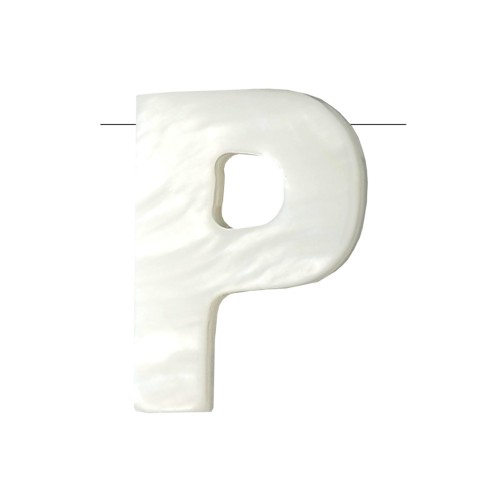 Cuenta letra alfabeto de nácar 9x8 mm - P - Natural x1