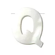 Cuenta letra alfabeto de nácar 10x8.5 mm - Q - Natural x1