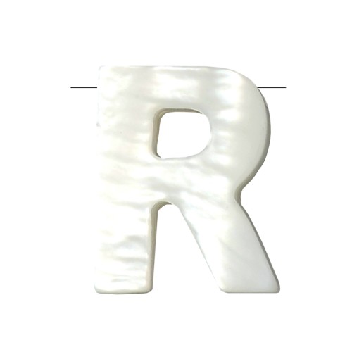 Cuenta letra alfabeto de nácar 10x8 mm - R - Natural x1