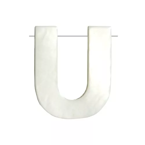 Cuenta letra alfabeto de nácar 10x8 mm - U - Natural x1