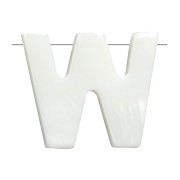 Cuenta letra alfabeto de nácar 10x11.5 mm - W - Natural x1