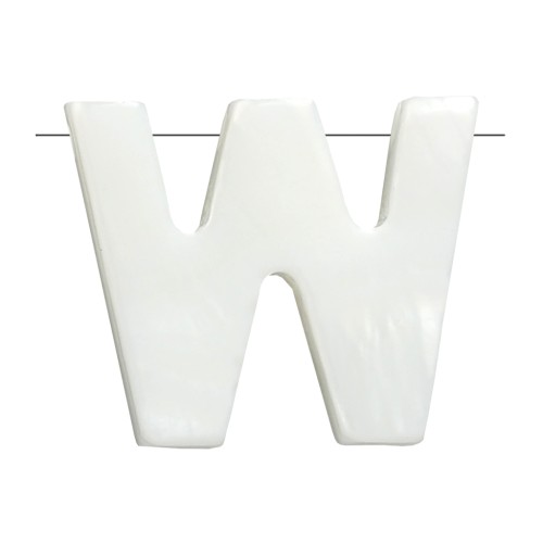 Cuenta letra alfabeto de nácar 10x11.5 mm - W - Natural x1