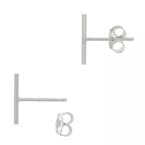 Ganchos pendientes barra fina 10 mm de Plata 925 x2