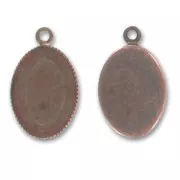 Engaste colgante ovalado fondo plano 18x13 mm cobre antiguo