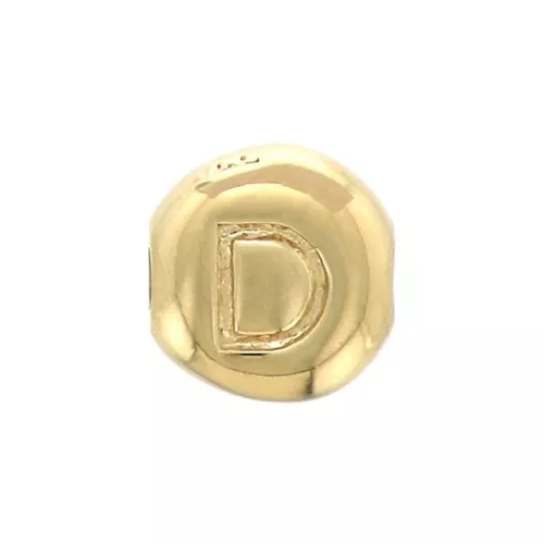 Cuenta letra alfabeto redondo 6 mm - D - Chapado de Oro 3 micras x1
