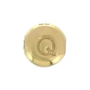 Cuenta letra alfabeto redondo 6 mm - Q - Chapado de Oro 3 micras x1