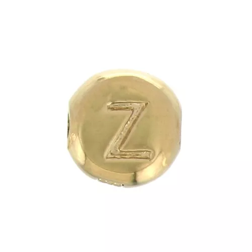 Cuenta letra alfabeto redondo 6 mm - Z - Chapado de Oro 3 micras x1