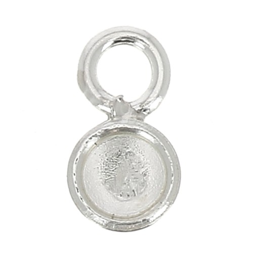 Colgante redondo para cabuchón fondo plano de 4 mm - Plata 925 x1