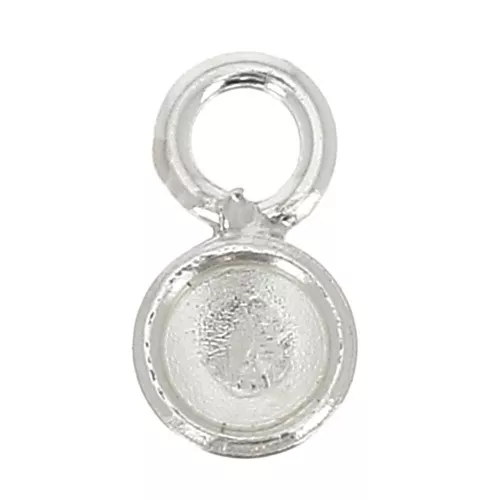 Colgante redondo para cabuchón fondo plano de 4 mm - Plata 925 x1