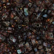 Miyuki Half Tila Beads 5x2.3x1.9mm HTL-4502 - Transparent Dark Topaz Picasso x10g