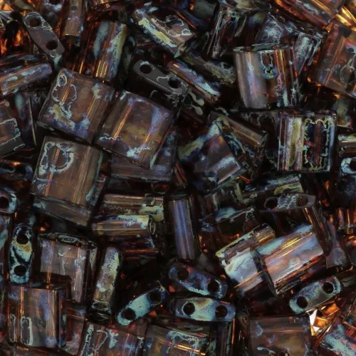 Miyuki Tila Beads 5x5x1.9 mm TL-4502 - Transparent Dark Topaz Picasso x10g