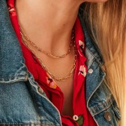 Gargantilla eslabón rectangular 3.65 mm - Chapado de Oro 3 micras x43 cm