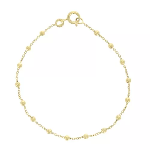 Pulsera eslabón forçat alternado bolas 2.5 mm (1x1) Chapado de Oro 3 micras x17 cm