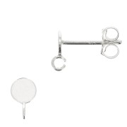 Pendientes redondo para cabujón de 4 mm con anilla abierta - Plata de ley 925 x2|raw }}