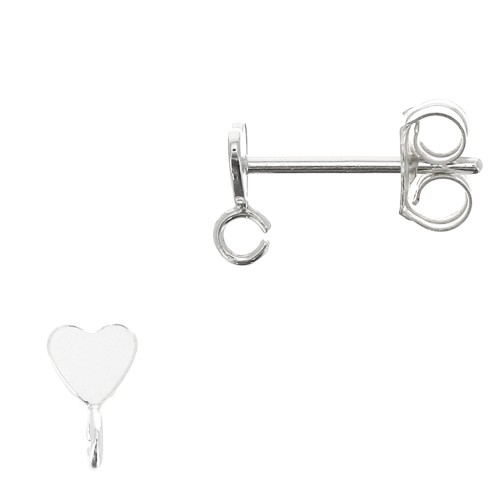 Ganchos pendientes corazón 3.5 mm con anilla abierta - Plata 925 x2