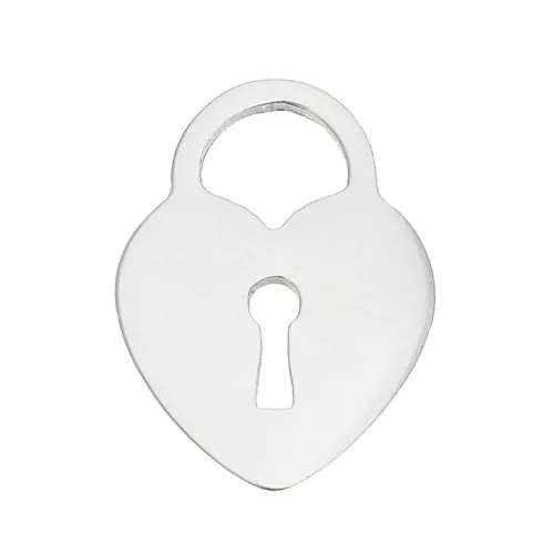 Dije candado corazón 12x9 mm - Acero inoxidable x1