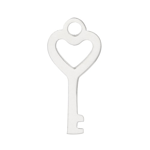 Dije llave forma corazón 13x6 mm - Acero inoxidable x1