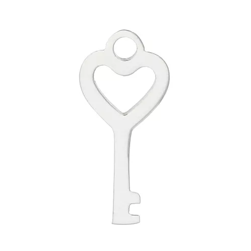 Dije llave forma corazón 13x6 mm - Acero inoxidable x1