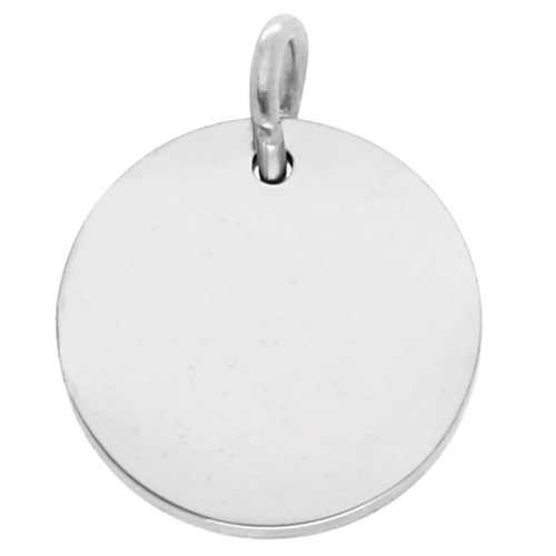 Charm redondo liso grabado 12mm con anilla abierta - Acero inoxidable 316L x1