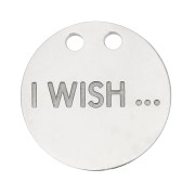 Dije redondo 13 mm doble agujeros - I Wish ... - Acero inoxidable x1