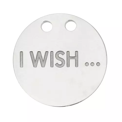Dije redondo 13 mm doble agujeros - I Wish ... - Acero inoxidable x1