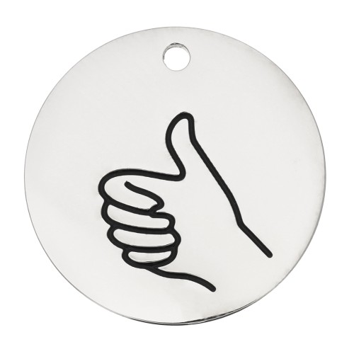 Colgante redondo estampado pouce 25 mm - Acero inoxidable 316L x1