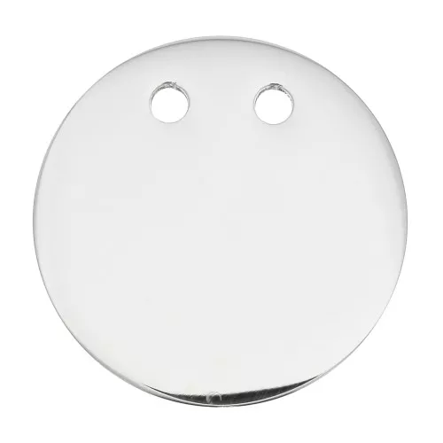 Colgante redondo doble agujero para grabar 21 mm - Acero inoxidable x1